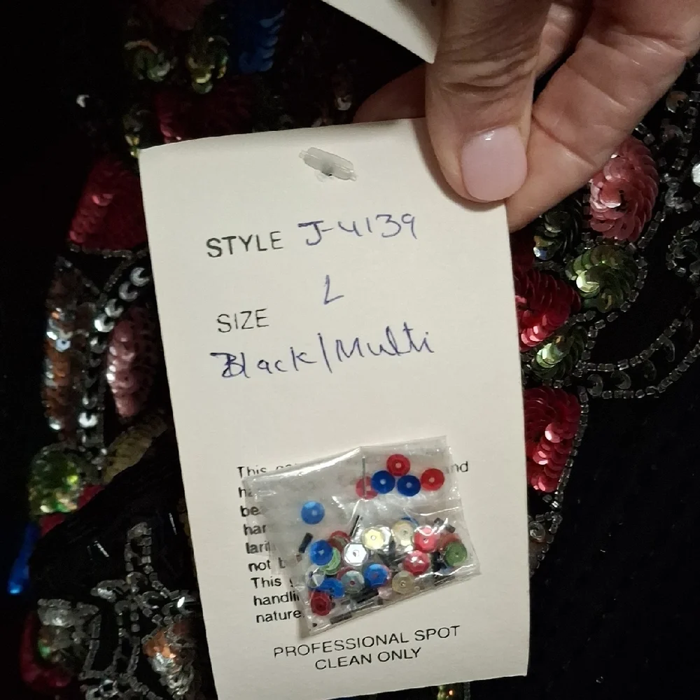 Black Embellished Floral Sequin Cardigan - Picture 4 of 15